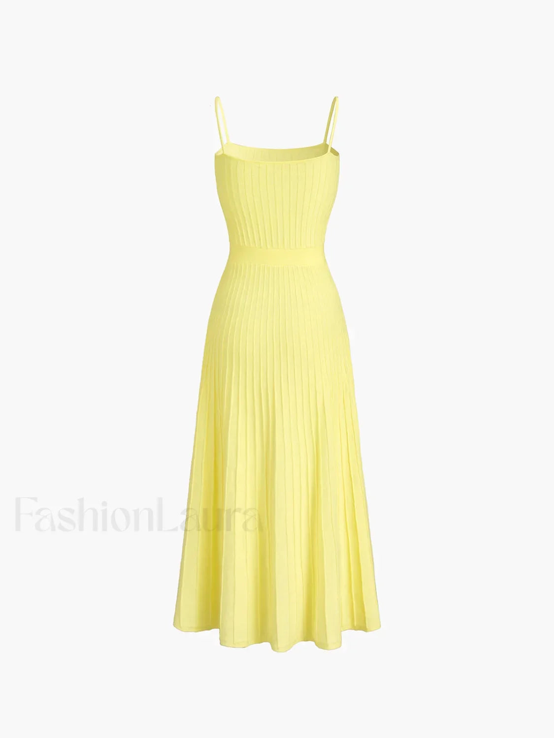 Yellow Rib Midi Sundress Dress