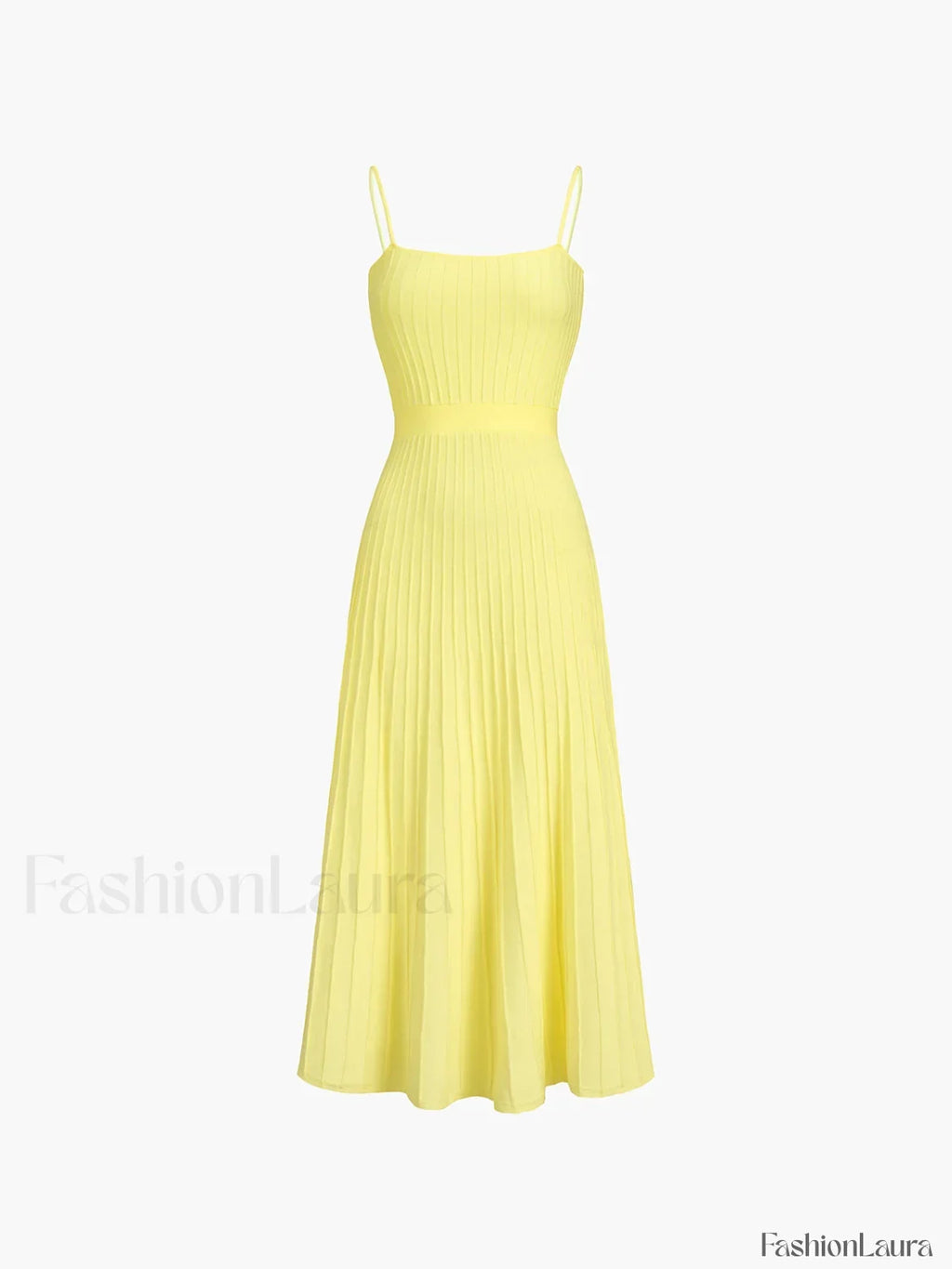 Yellow Rib Midi Sundress Dress