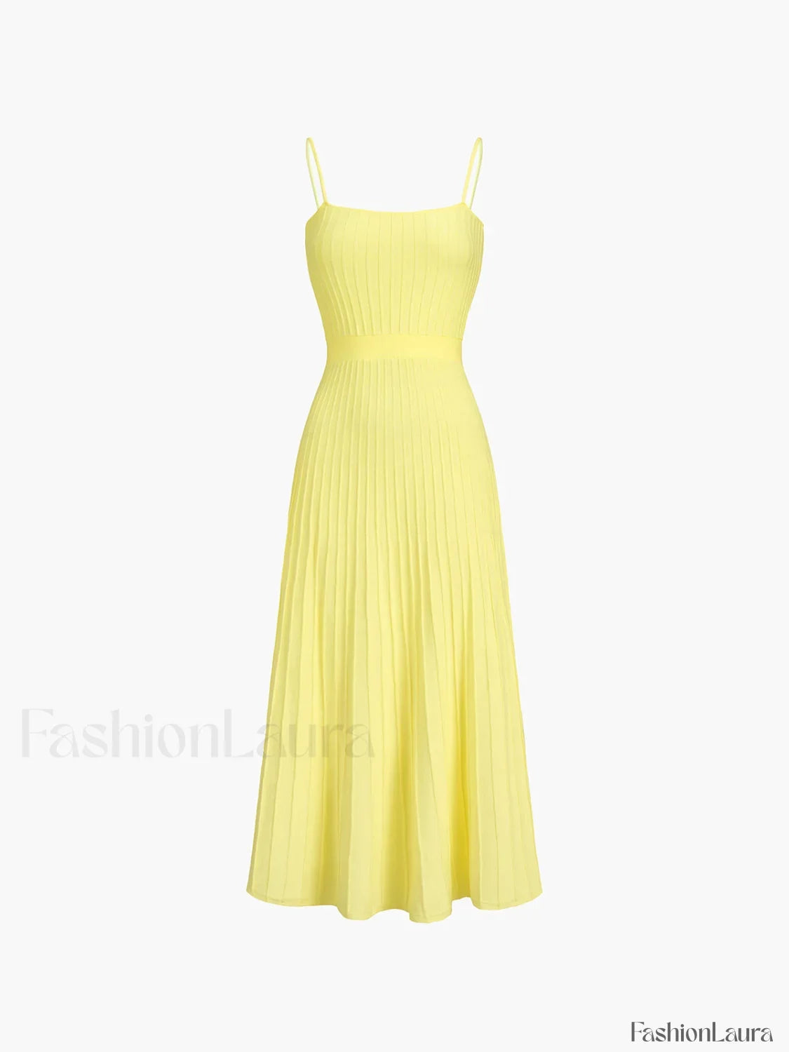 Yellow Rib Midi Sundress Dress
