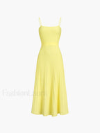 Yellow Rib Midi Sundress Dress