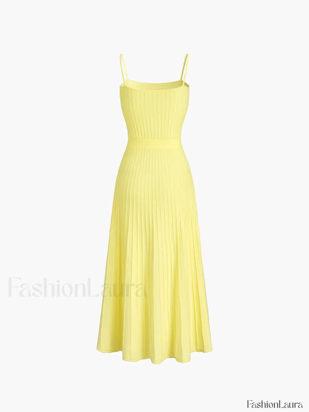 Yellow Rib Midi Sundress Dress