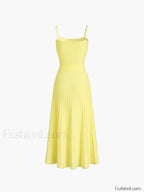 Yellow Rib Midi Sundress Dress