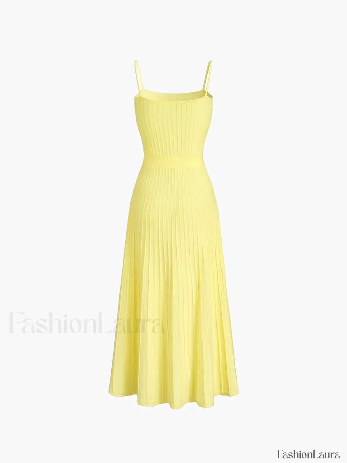 Yellow Rib Midi Sundress Dress