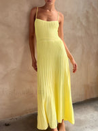 Yellow Rib Midi Sundress Dress