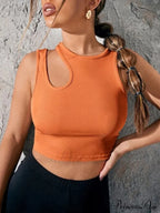 Ribbed Out for Solid Color Cut Top Tank Women