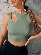 Ribbed Out for Solid Color Cut Top Tank Women