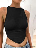 Ribbed Solid Skinny Sleeveless Body-Shaping Streetwear Crop Top