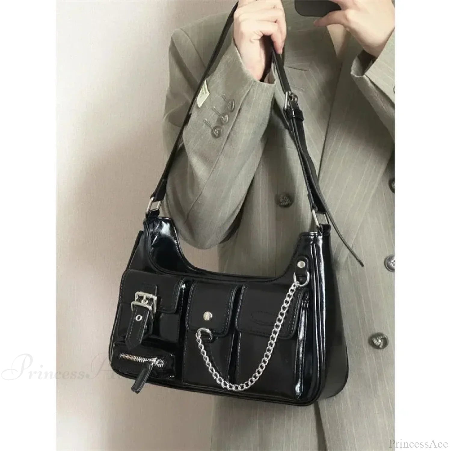 Richme Punk Chain Crossbody Shoulder Bag