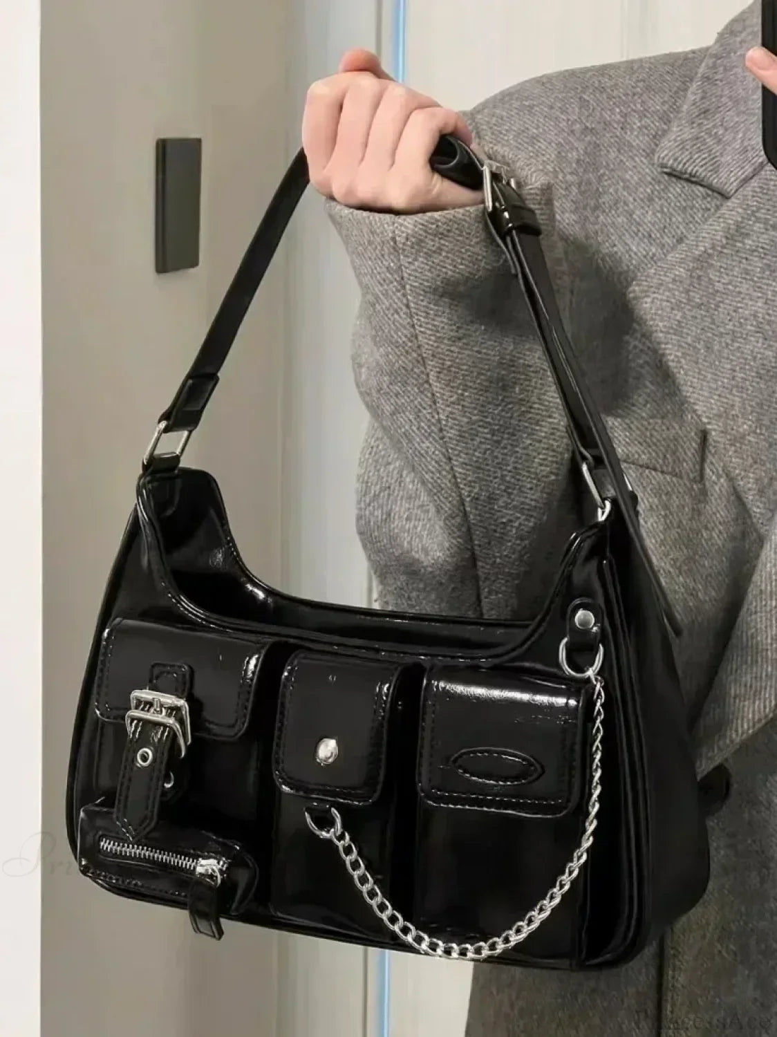 Richme Punk Chain Crossbody Shoulder Bag