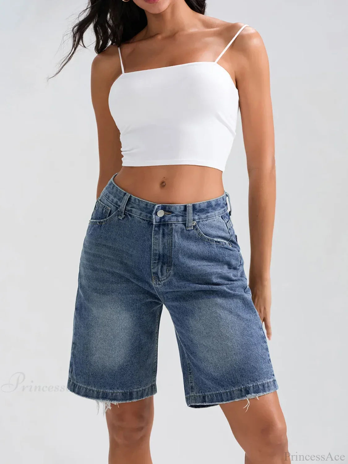 Ripped Button Denim Casual Short