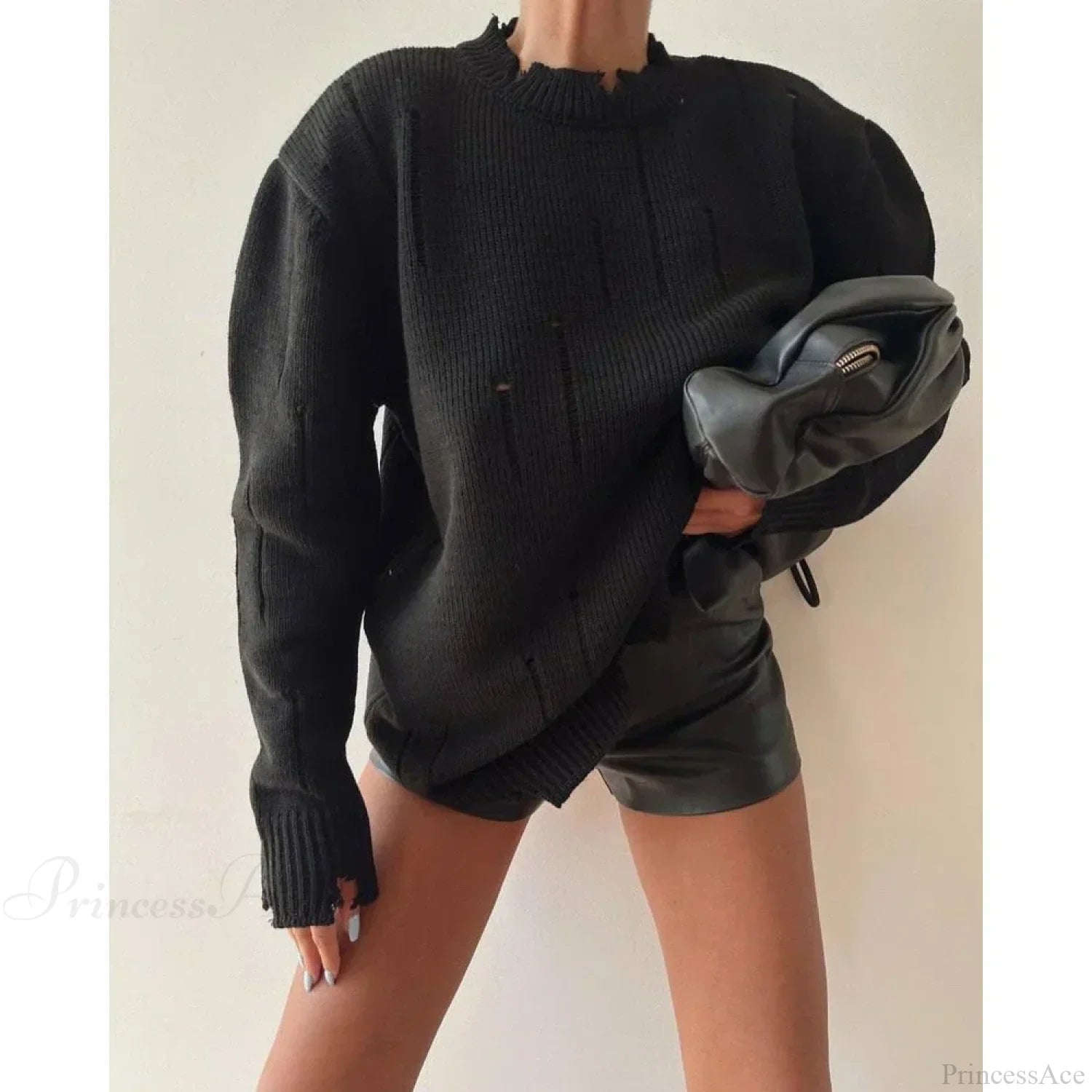 Ripped Y2K Casual Long Sleeve Sweater