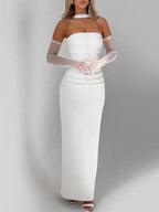 River Off Shoulder Backless Maxi Dress