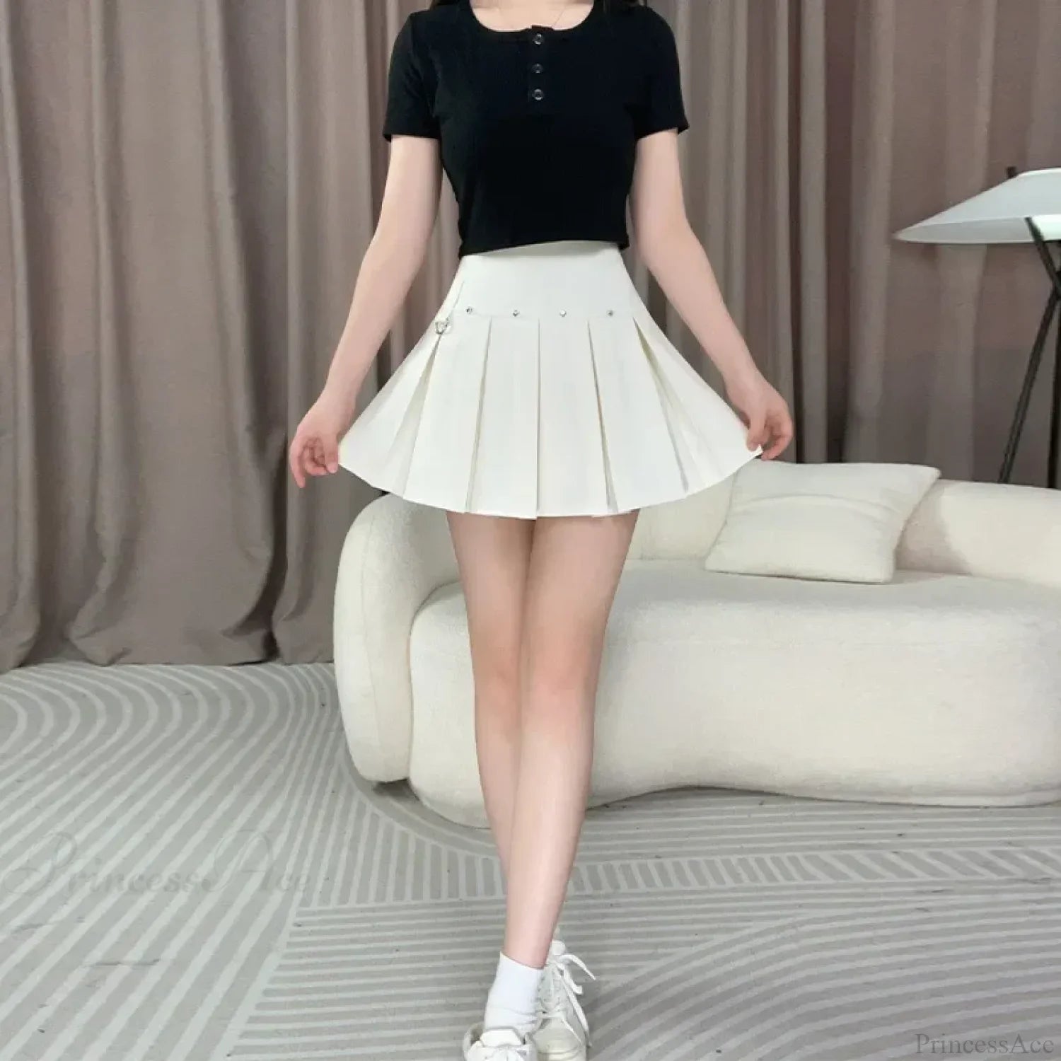 Rivet Pleated A-line Street Skirt