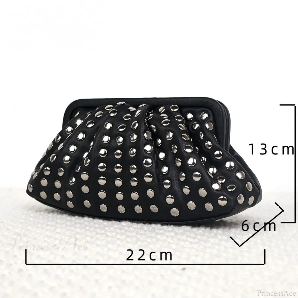 Rivet Ruched Hobo Evening Wristlet