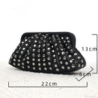 Rivet Ruched Hobo Evening Wristlet
