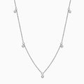 Rhodium Plated Sterling Silver Rolo Chain Dangle Moissanite Droplet Necklace