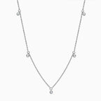 Rhodium Plated Sterling Silver Rolo Chain Dangle Moissanite Droplet Necklace