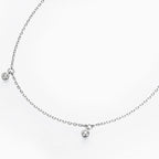 Rhodium Plated Sterling Silver Rolo Chain Dangle Moissanite Droplet Necklace