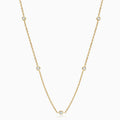 Rhodium Plated Moissanite Droplet Station Necklace with Rolo Chain in Sterling Silver
