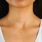 Rolo Chain Moissanite 1CT Solitaire Pendant Necklace in Sterling Silver