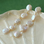 18K Gold Plated Long Baroque Pearl Drop Earrings