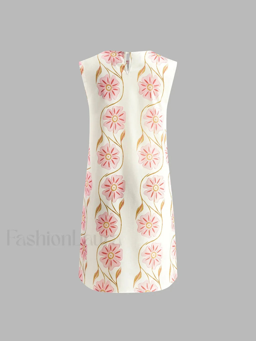 White Romantic Print Sleeveless Mini Dress