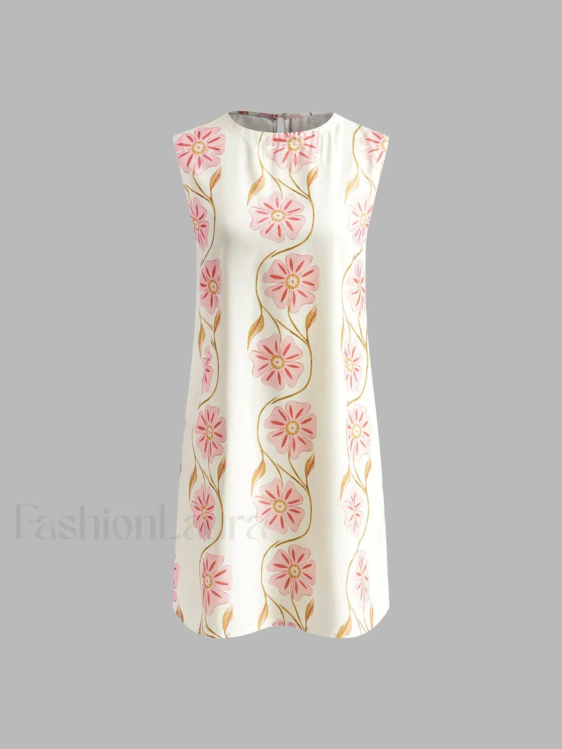White Romantic Print Sleeveless Mini Dress