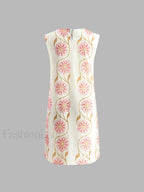 White Romantic Print Sleeveless Mini Dress