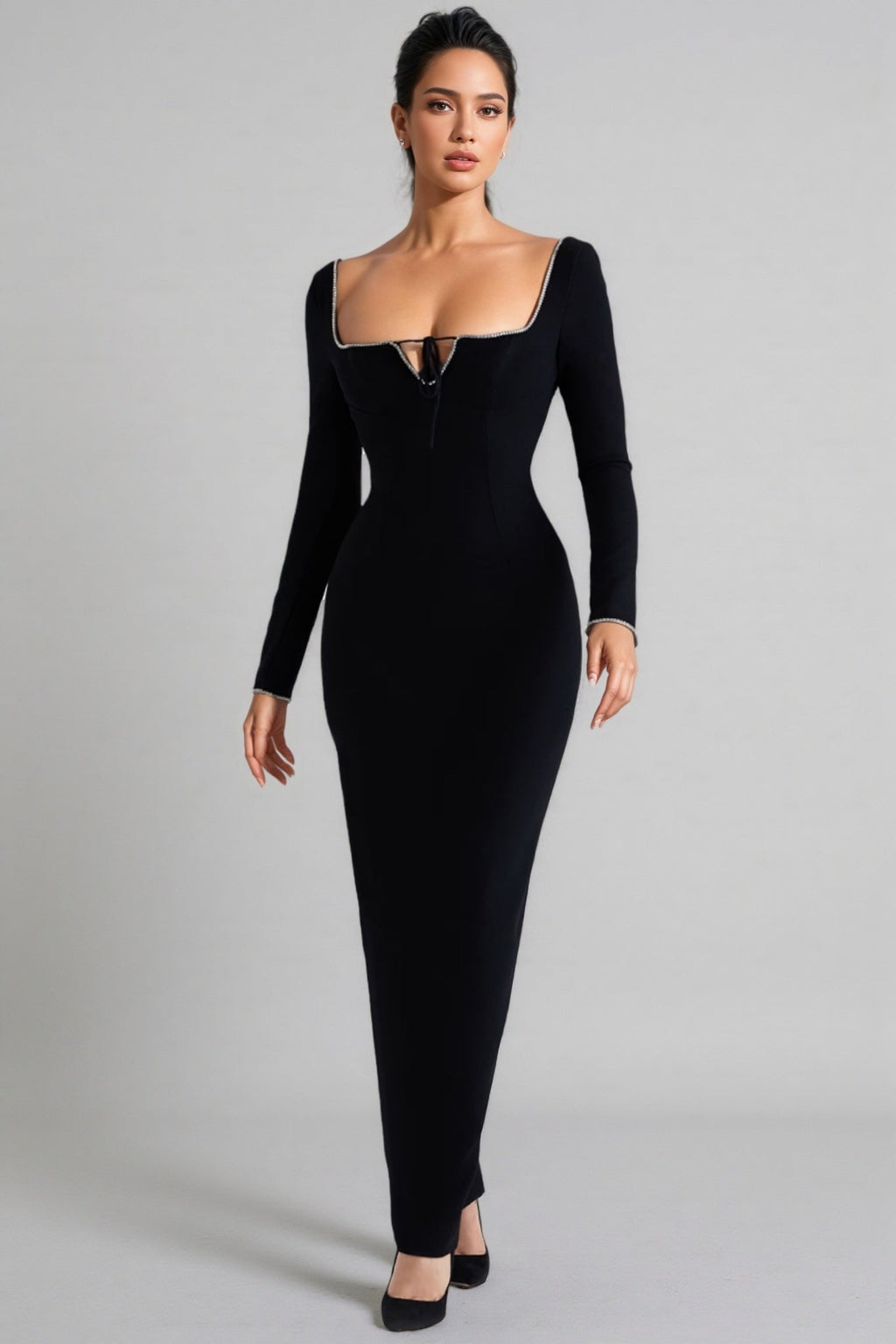Elily Black Bandage Maxi Dress