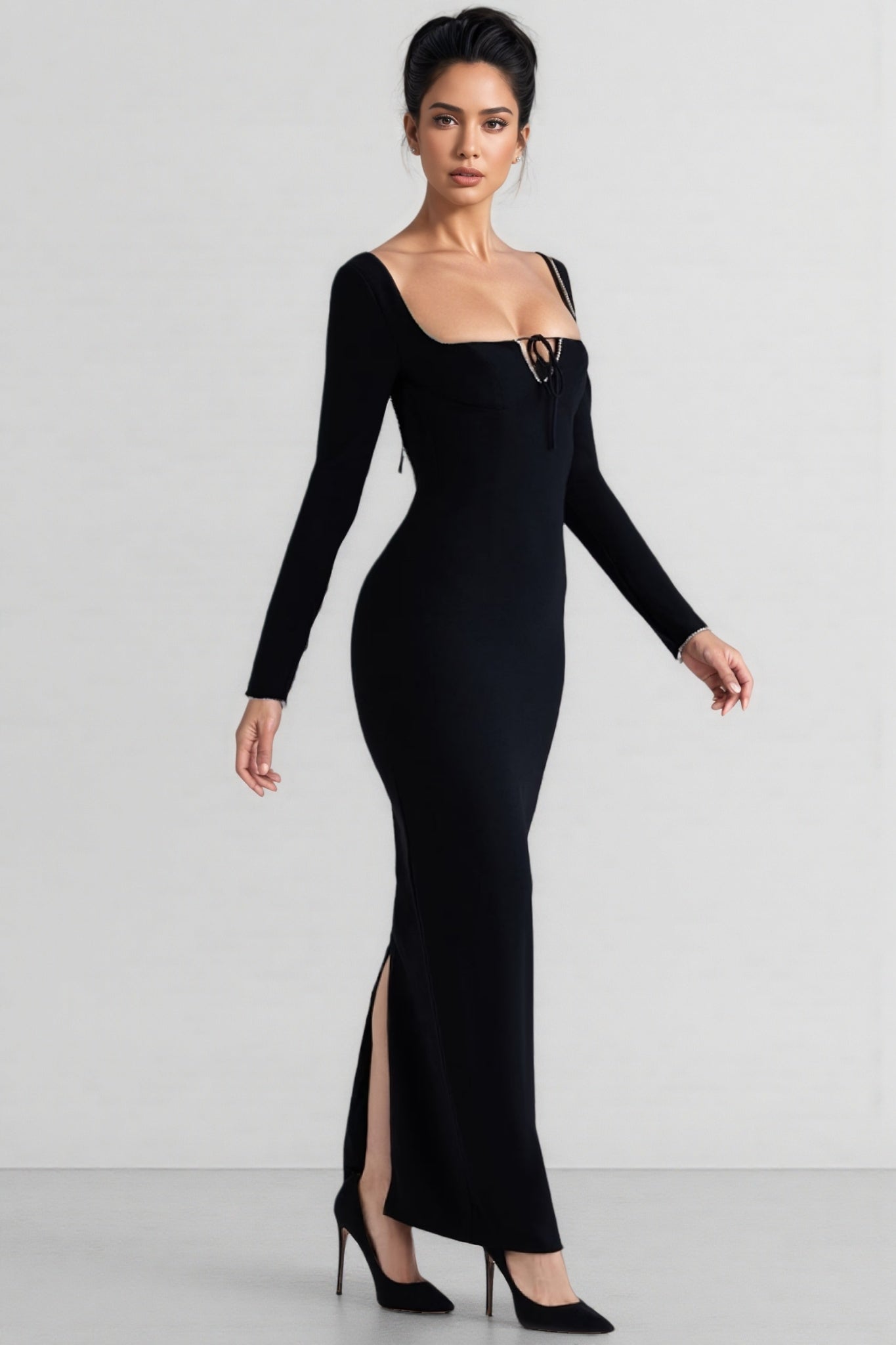 Elily Black Bandage Maxi Dress