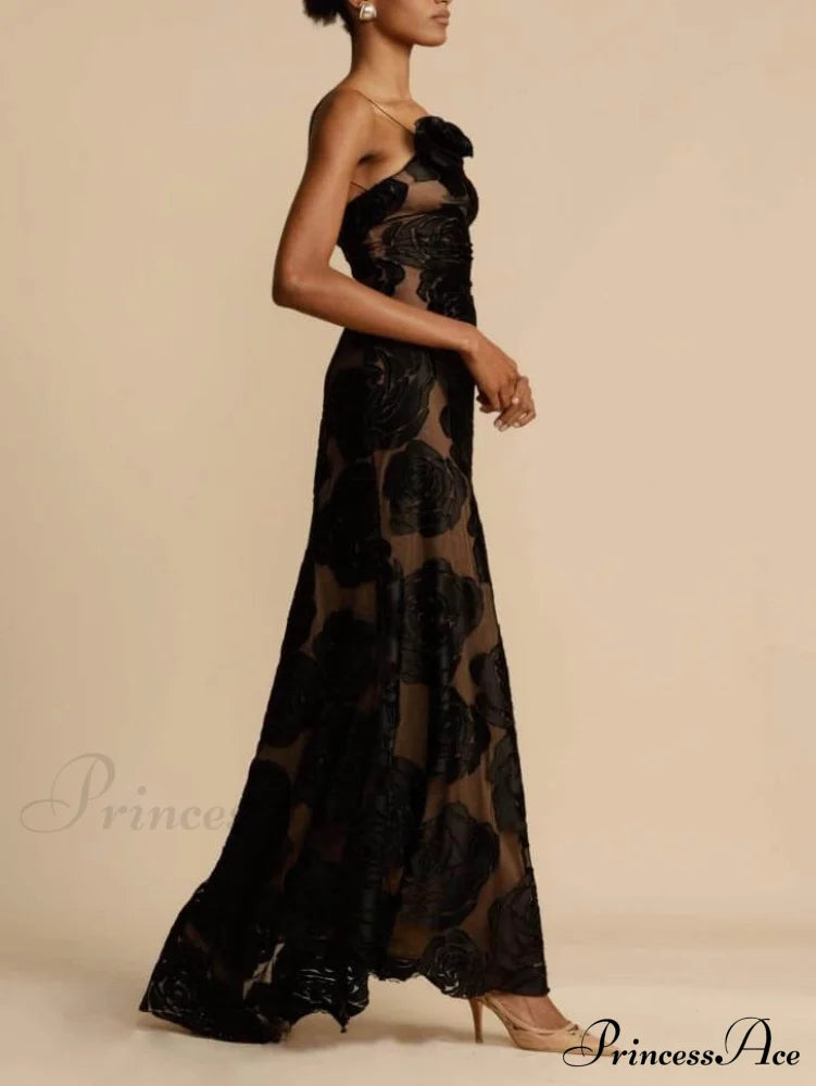 Rose 3D Floral Maxi Dress