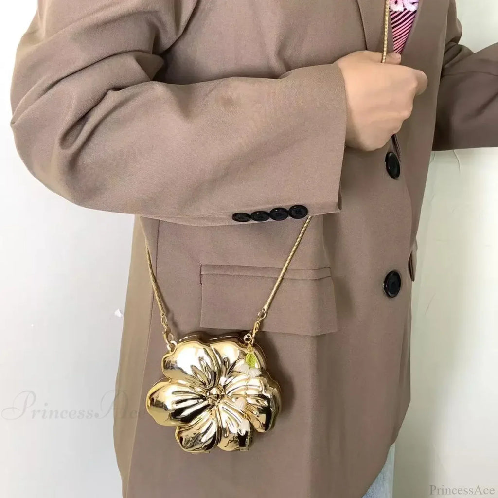 Rose Gold Floral Acrylic Clutch Bag