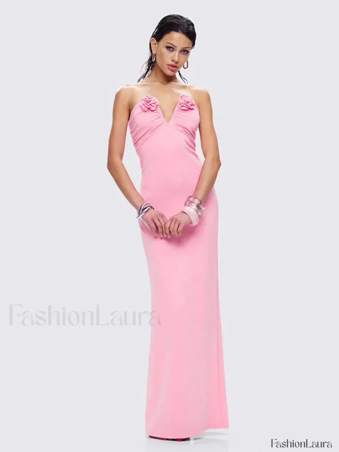 Pink Strapless Maxi Dress