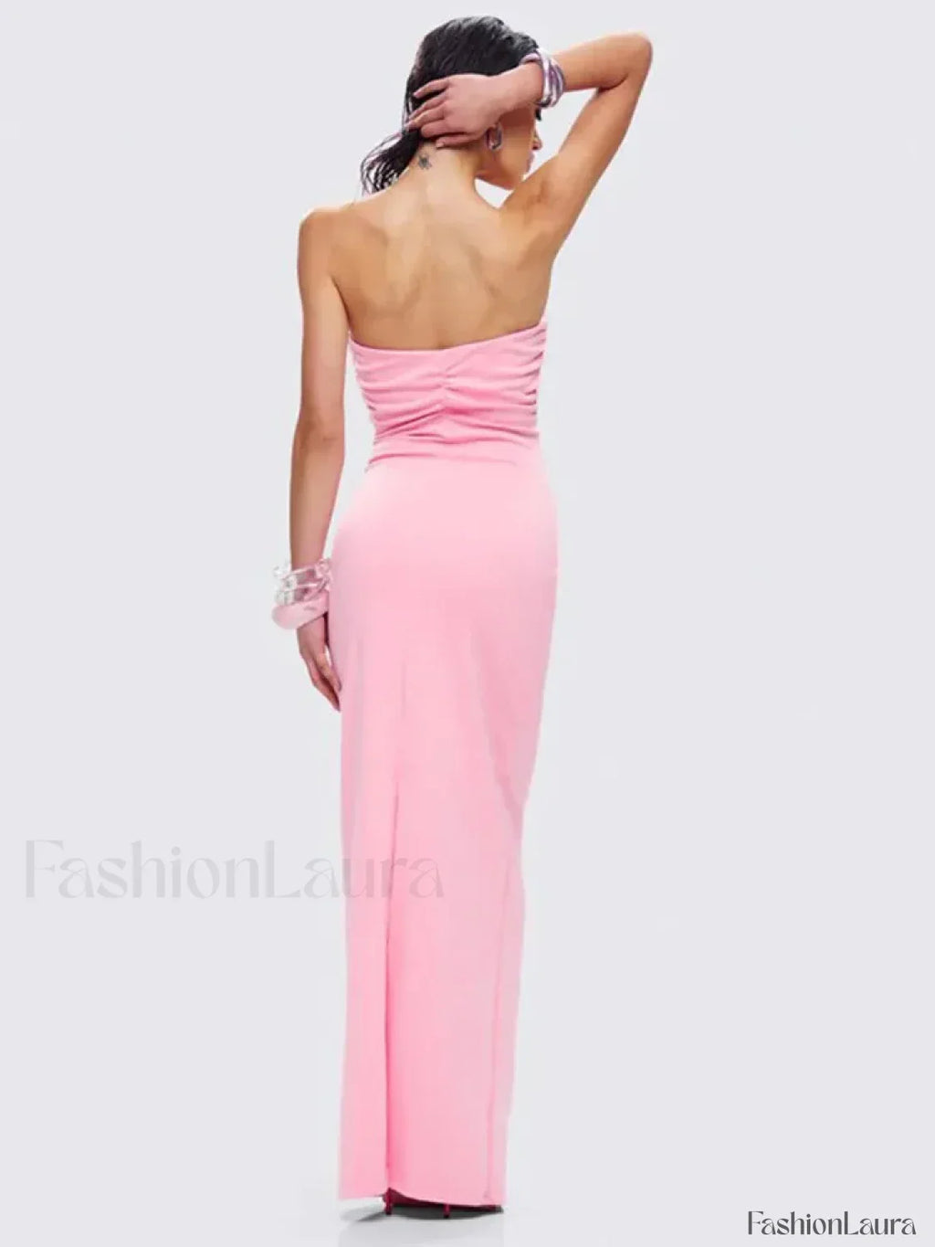 Pink Strapless Maxi Dress