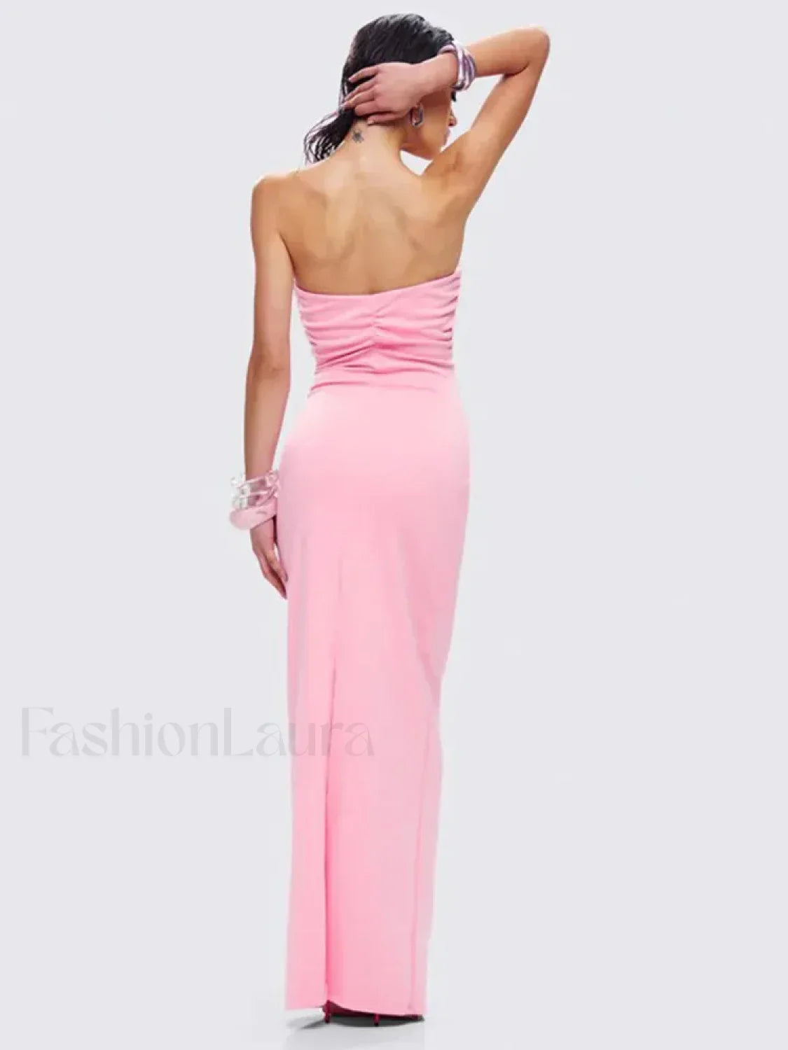 Pink Strapless Maxi Dress