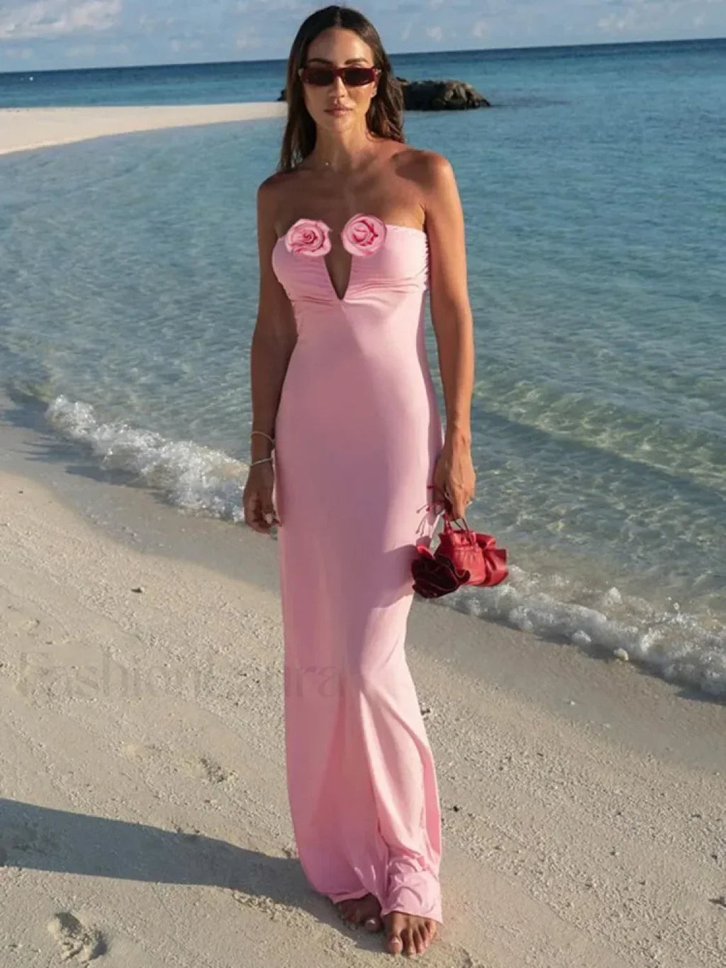 Pink Strapless Maxi Dress