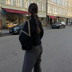 Round Neck Fashion Contrasting Color Sweater