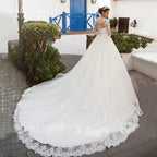 Round Neck Long Sleeve Lace Wedding Dress