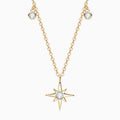 Rolo Chain Moissanite Starburst Pendant Necklace in Sterling Silver
