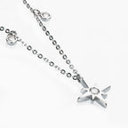 Rolo Chain Moissanite Starburst Pendant Necklace in Sterling Silver