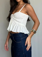Ruched Babydoll Sweetheart Crop Top
