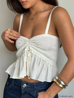 Ruched Babydoll Sweetheart Crop Top
