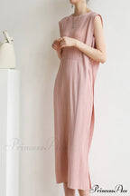 Ruched Lace-Up Midi Dress