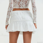 Ruched Tie-Up Front A-Line Skirt