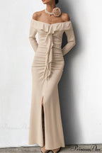 Ruffled Bandeau High end Split Mermaid Maxi Dress
