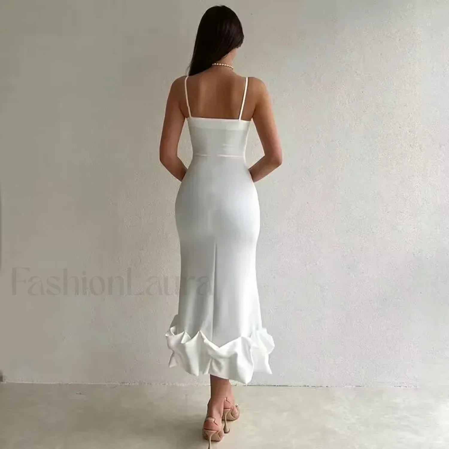 Ruffled Pencil Bodycon Midi Dress