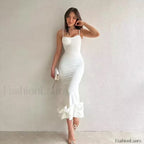 Ruffled Pencil Bodycon Midi Dress