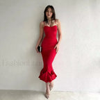 Ruffled Pencil Bodycon Midi Dress