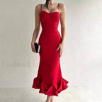 Ruffled Pencil Bodycon Midi Dress