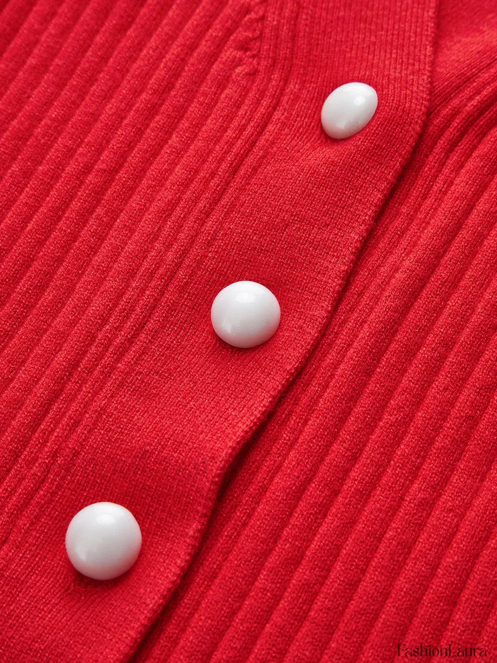 Ruffled Trim Pearl Button Long Sleeve Cardigan
